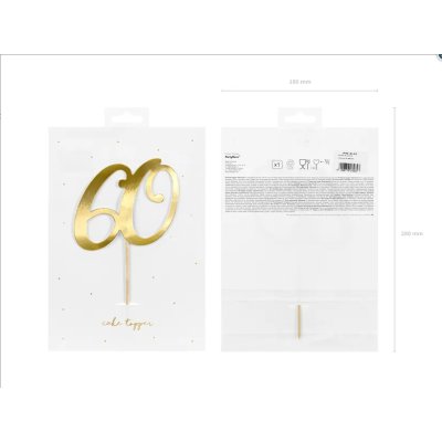 Dortová ozdoba "60" zlatá, 20.5cm - Screenshot 2022-08-23 at 13-55-23 Cake topper ''60'' gold 21cm - Internet shop PartyDeco.png