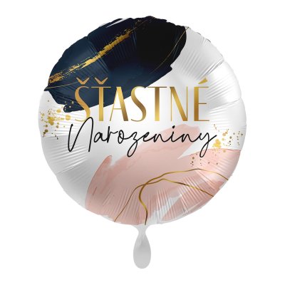 Kruh Šťastné narozeniny CZ 43cm - fóliový balónek