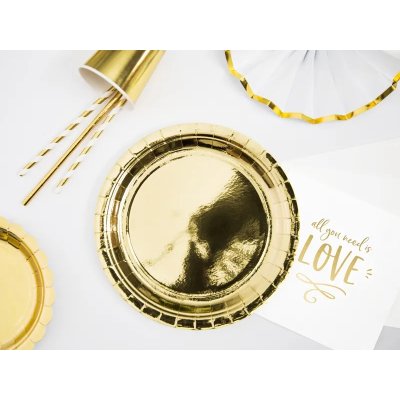 Talířky papírové - Zlaté metalické 23cm, 6ks - TPP58-019ME_02_S.jpg