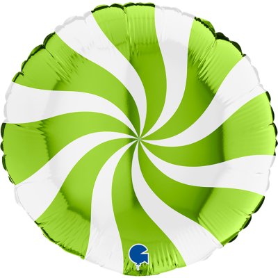 Kruh bílo-limetkově zelený 18"/46cm fóliový balónek nafukovací