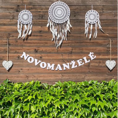 Svatební girlanda - Novomanželé - bílá
